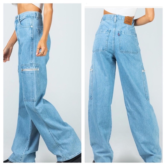 Leviβs High Loose Cargo Jeans NWT Size 28 - Picture 3 of 16